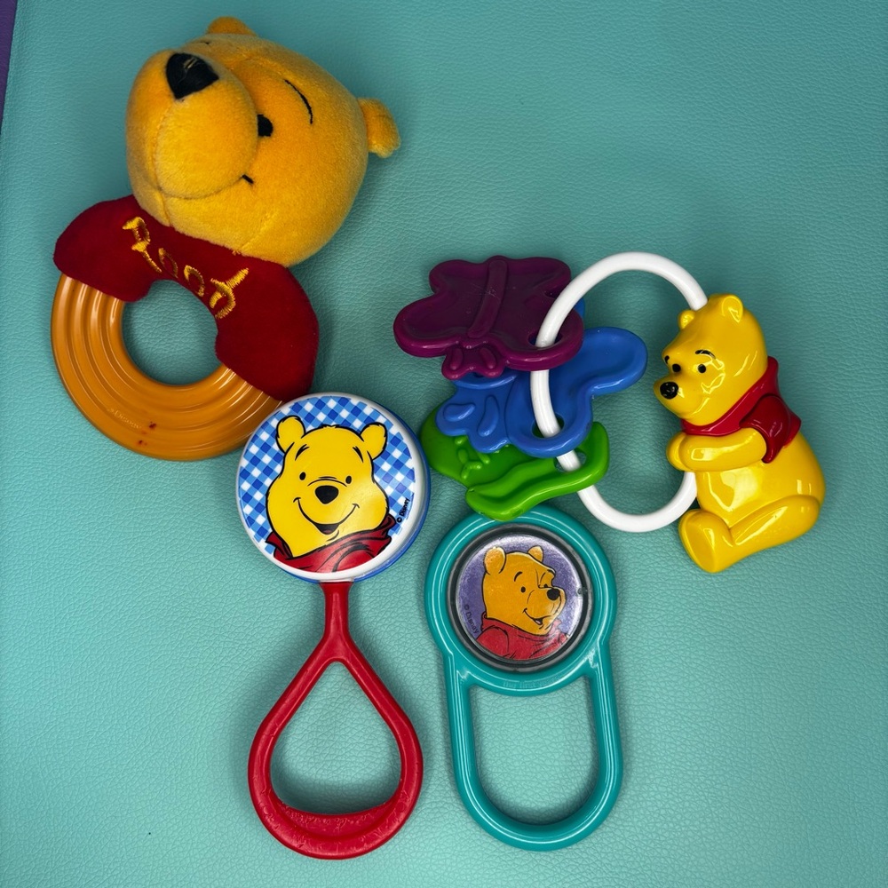 Winnie the Pooh Vintage Baby Rattle Lot of 4 Toys‎